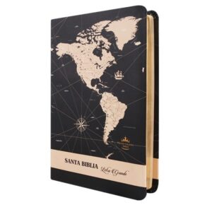 Biblia Rvr1960 Mediana Letra Grande 11 puntos Símil Piel Negro Mapa