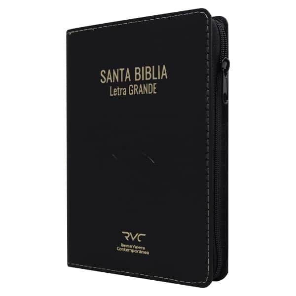BIblia RVC Letra grande: concordancia, indice, tapa PU negro con cierre