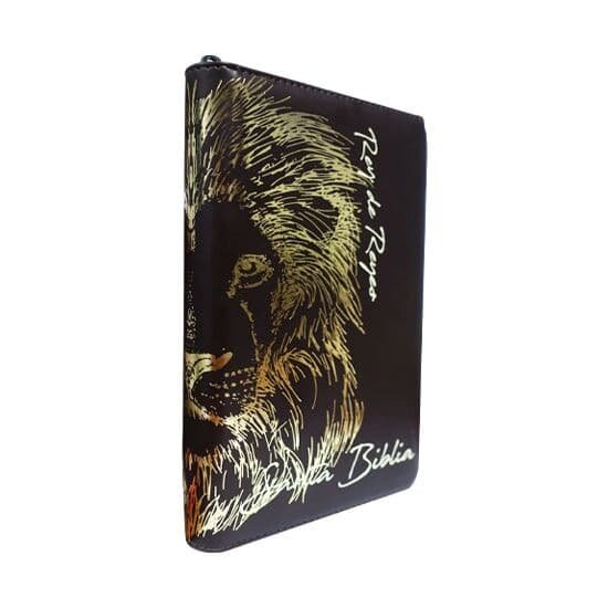 Biblia reina Valera 1960, letra grande con índice y cierre. Simil piel negro con león - Imagen 4