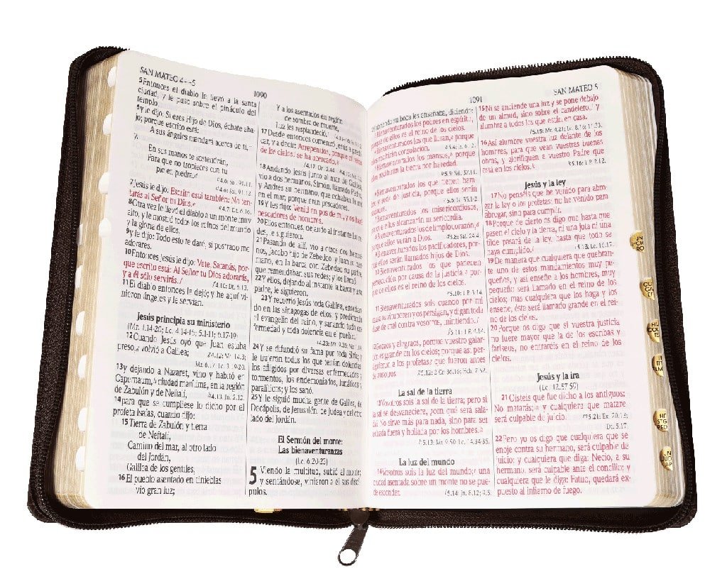 Biblia reina Valera 1960, letra grande con índice y cierre. Simil piel negro con león - Imagen 7
