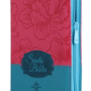 Biblia RVR compacta letra mayor concordancia cierre flores fucsia