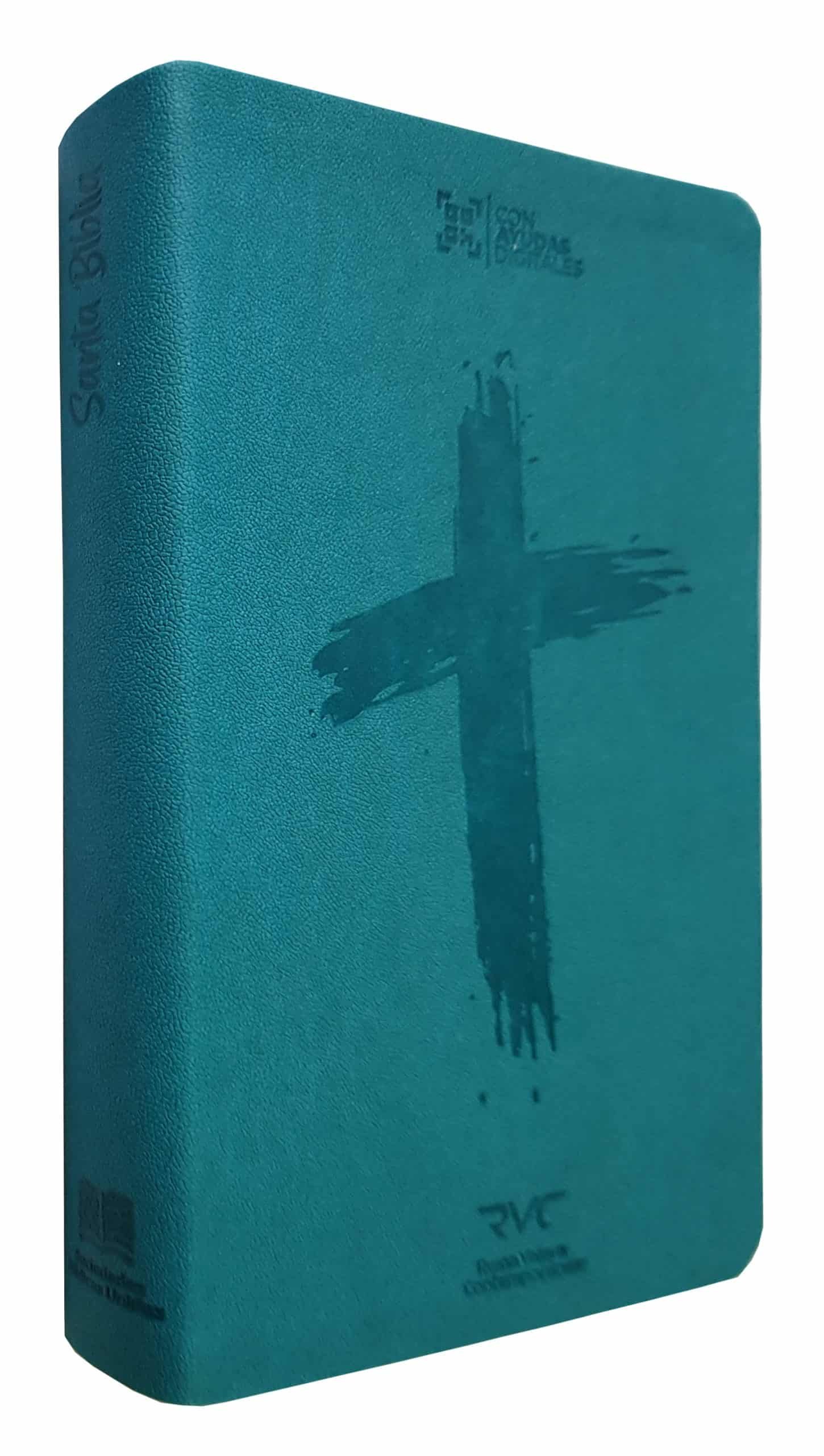Biblia RVC Letra Grande concordancia ayudas QR agua marina