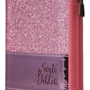 Biblia Reina Valera 1960 portátil cierre rosa brillante
