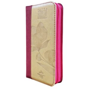 Biblia RVR1960 tamaño agenda Cierre Indice Magenta Beige
