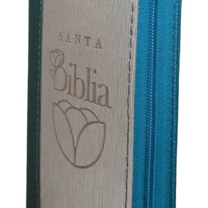Biblia RVR1960 tamaño agenda Cierre Indice Beige Azul