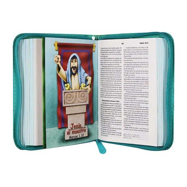 Biblia para niños Amigos por Siempre RVR 1960 Cierre Color Verde - Imagen 3