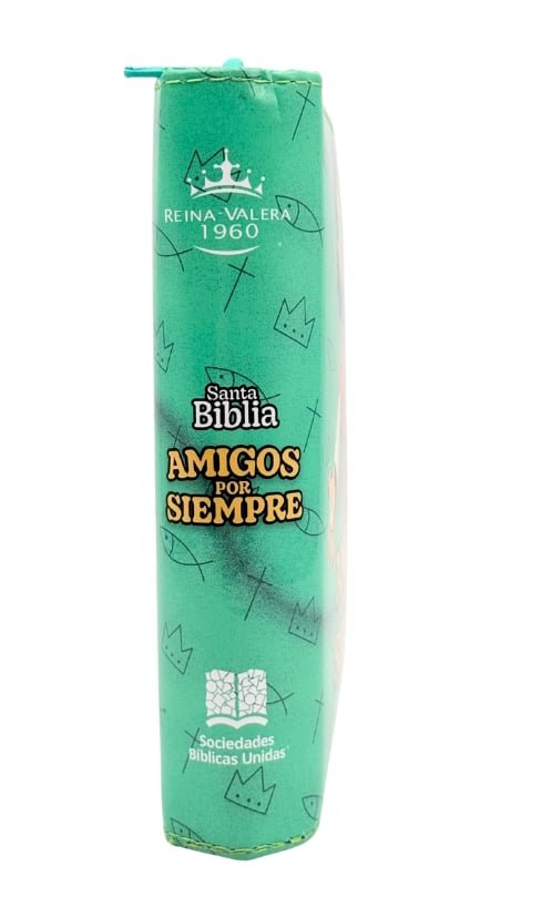 Biblia para niños Amigos por Siempre RVR 1960 Cierre Color Verde - Imagen 7