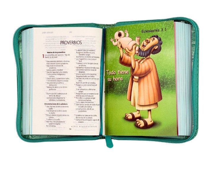 Biblia para niños Amigos por Siempre RVR 1960 Cierre Color Verde - Imagen 4