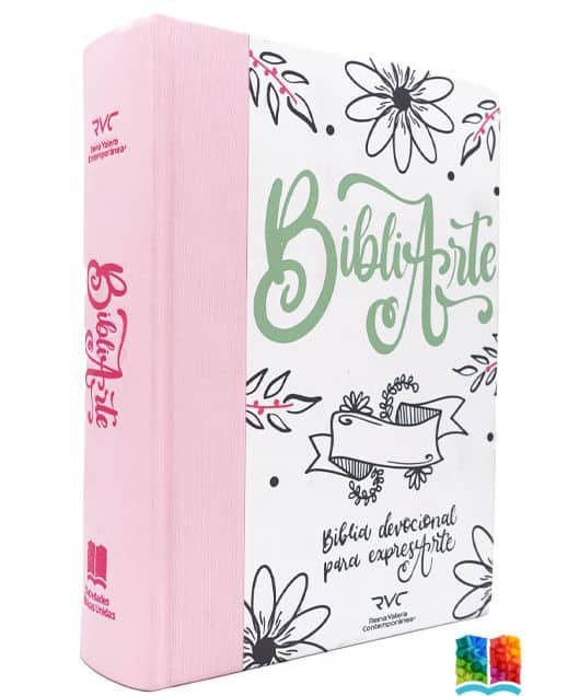 Biblia Arte Devocional RVC Rosado Apuntes Lettering Journaling - Imagen 5