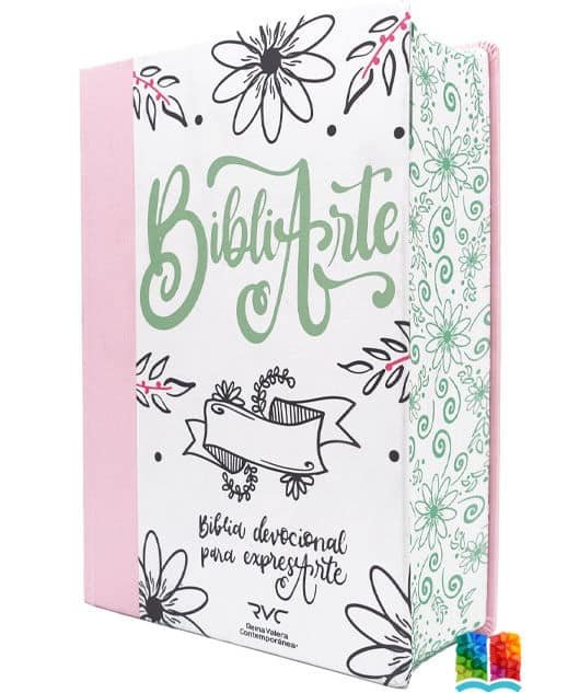 Biblia Arte Devocional RVC Rosado Apuntes Lettering Journaling - Imagen 8