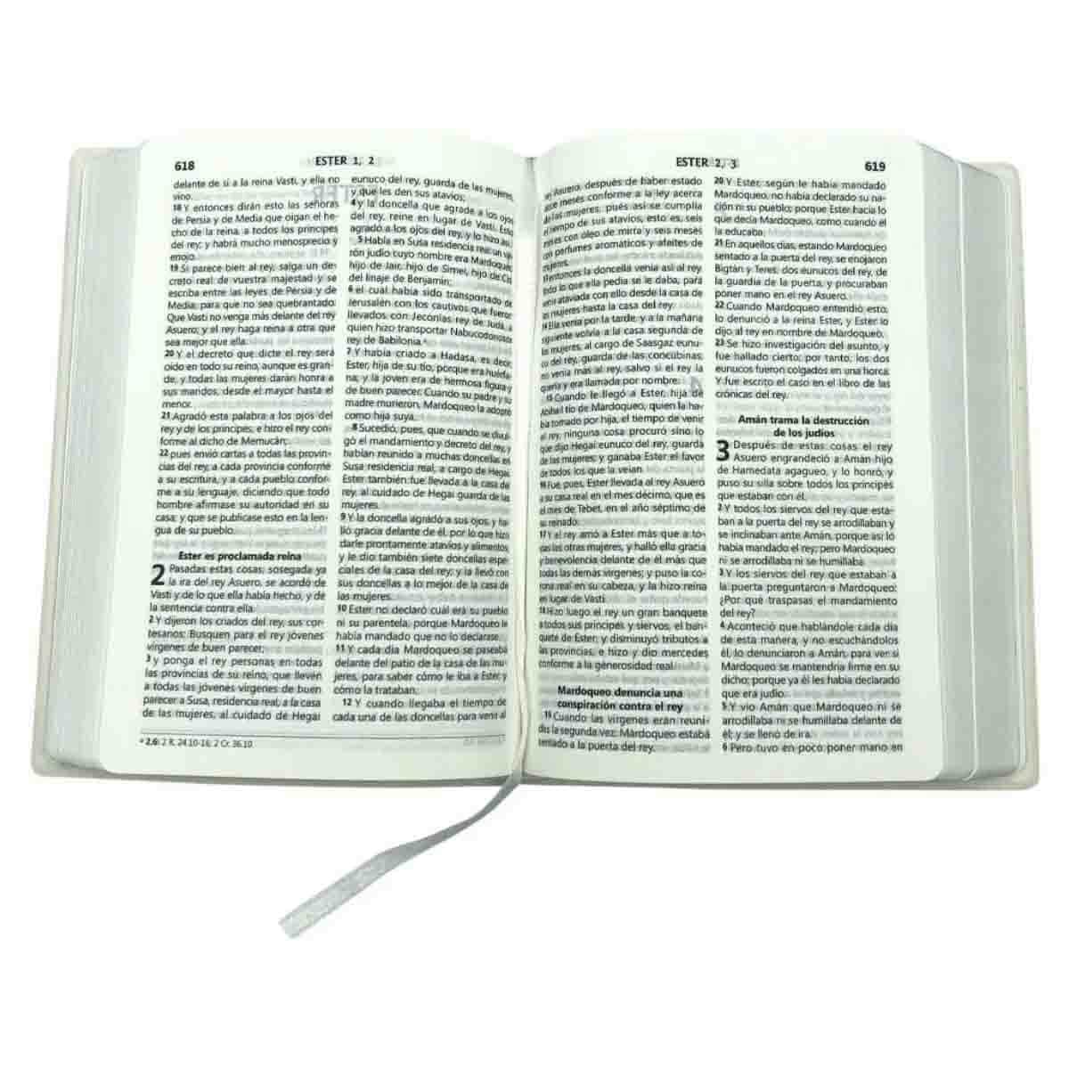 Biblia RVR 1960 compacta concordancia letra mediana lila flores - Imagen 7