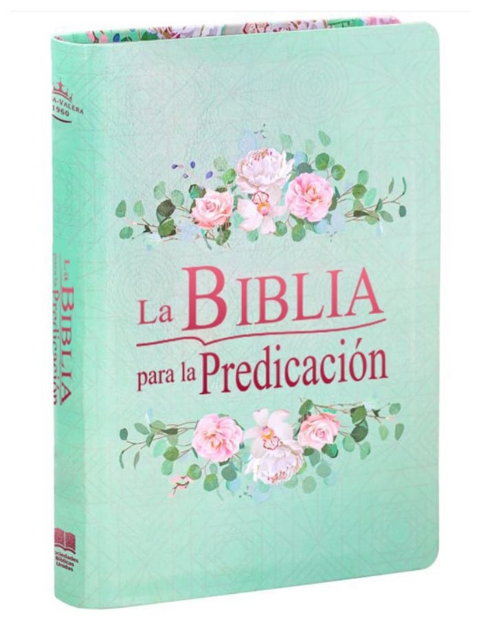 Biblia para la predicación RVR 1960 para mujer verde flores
