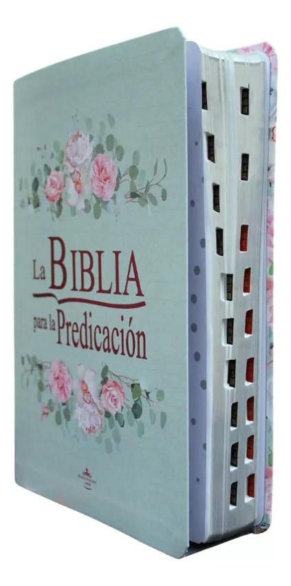 Biblia para la predicación RVR 1960 para mujer verde flores - Imagen 2