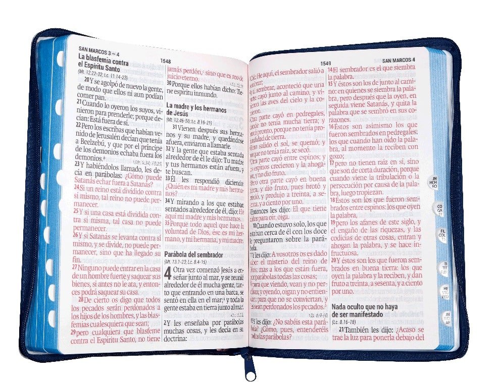 Biblia Reina Valera 1960 letra super gigante 19 puntos canto azul índice - Imagen 4