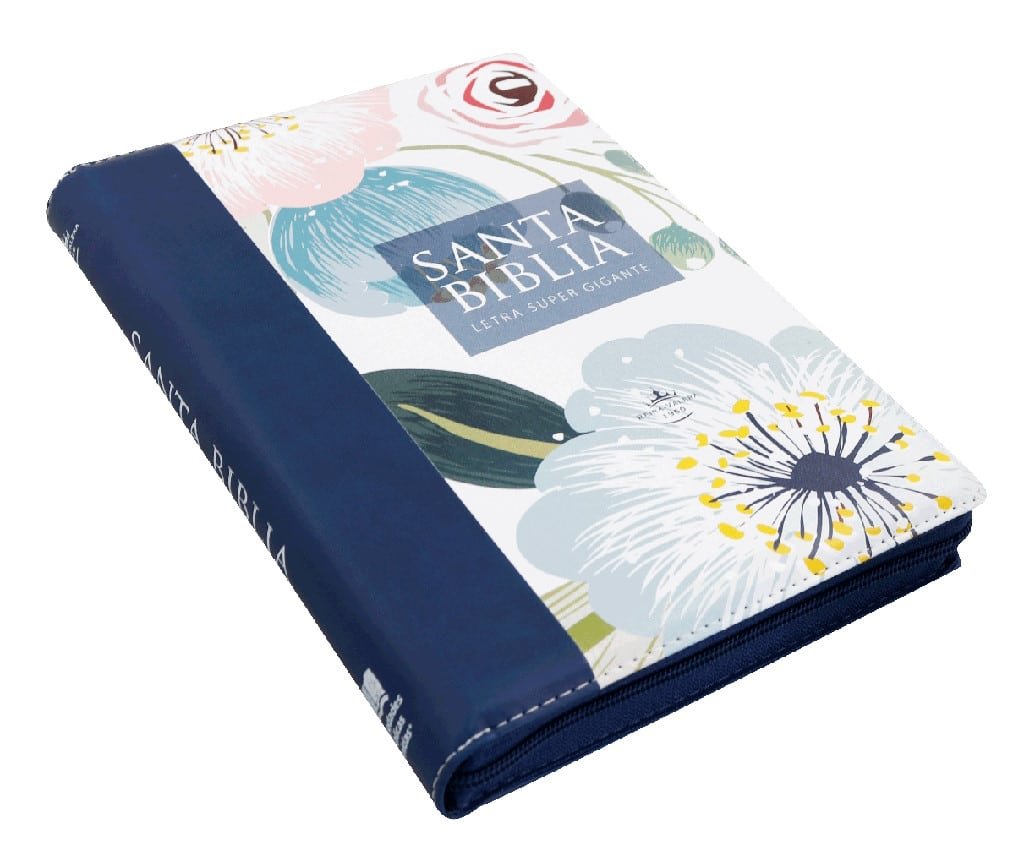 Biblia Reina Valera 1960 letra super gigante 19 puntos canto azul índice - Imagen 7