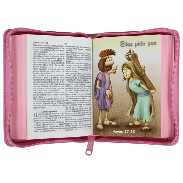 Biblia para niñas Amigos por Siempre Reina Valera 1960 Bolsillo con cierre e ilustraciones rosada - Imagen 4