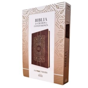 RVR 1960 Biblia de credos y confesiones, café, símil piel