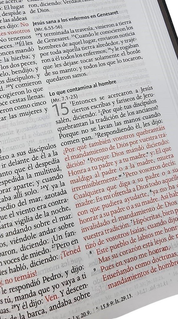 Biblia RVR 1960 letra grande tamaño manual, tapa dura cruz con corona - Imagen 3