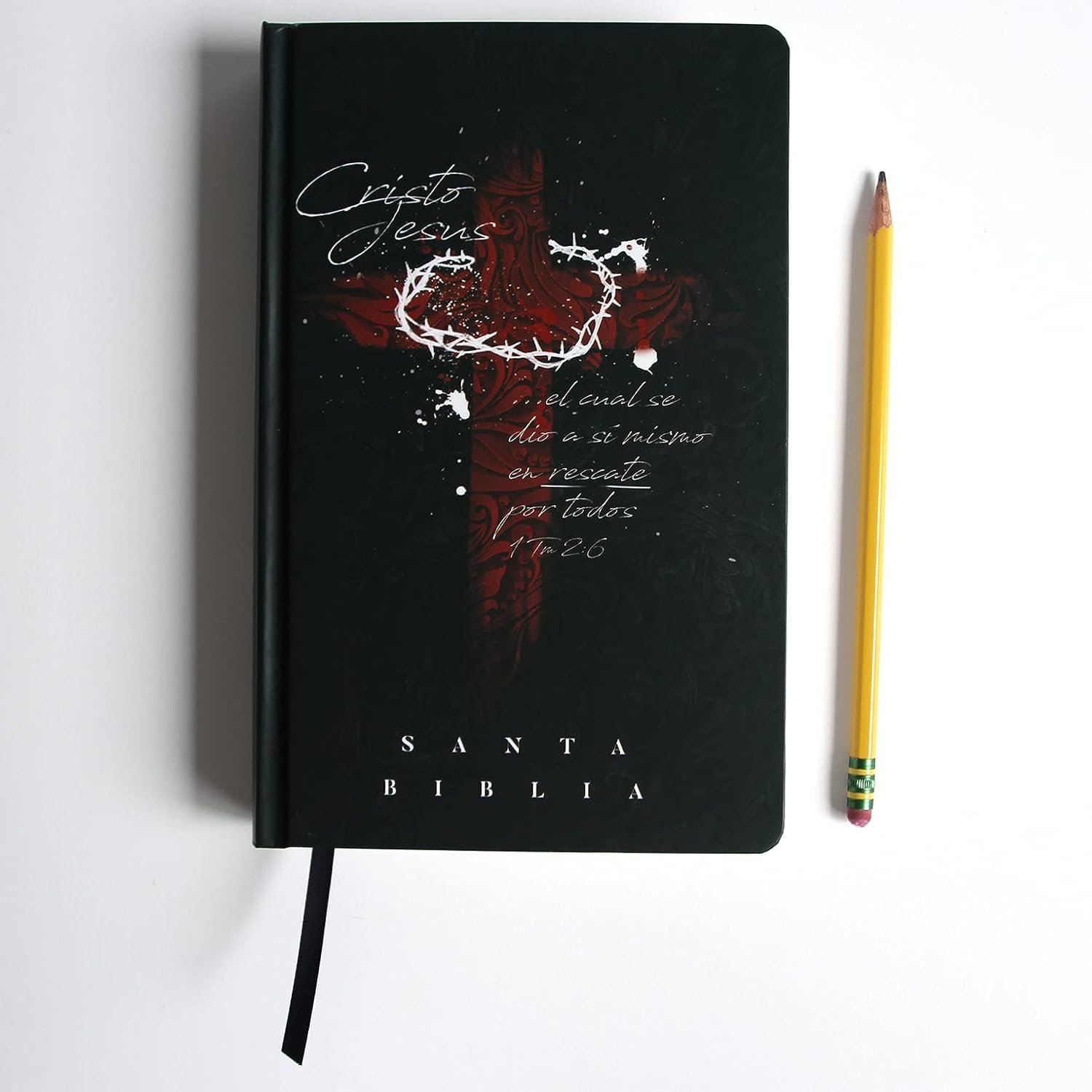Biblia RVR 1960 letra grande tamaño manual, tapa dura cruz con corona - Imagen 4