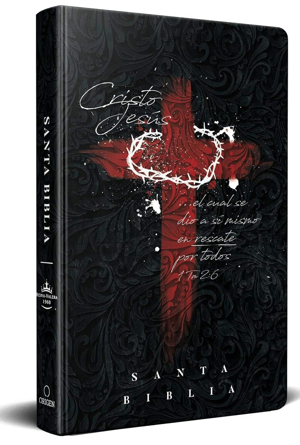 Biblia RVR 1960 letra grande tamaño manual, tapa dura cruz con corona