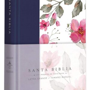 Biblia RVR 1960 letra grande. Tapa dura tela azul púrpura con flores