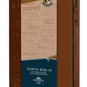Biblia RVR 1960 letra grande tamaño manual cremallera e índice canela nombres de Dios