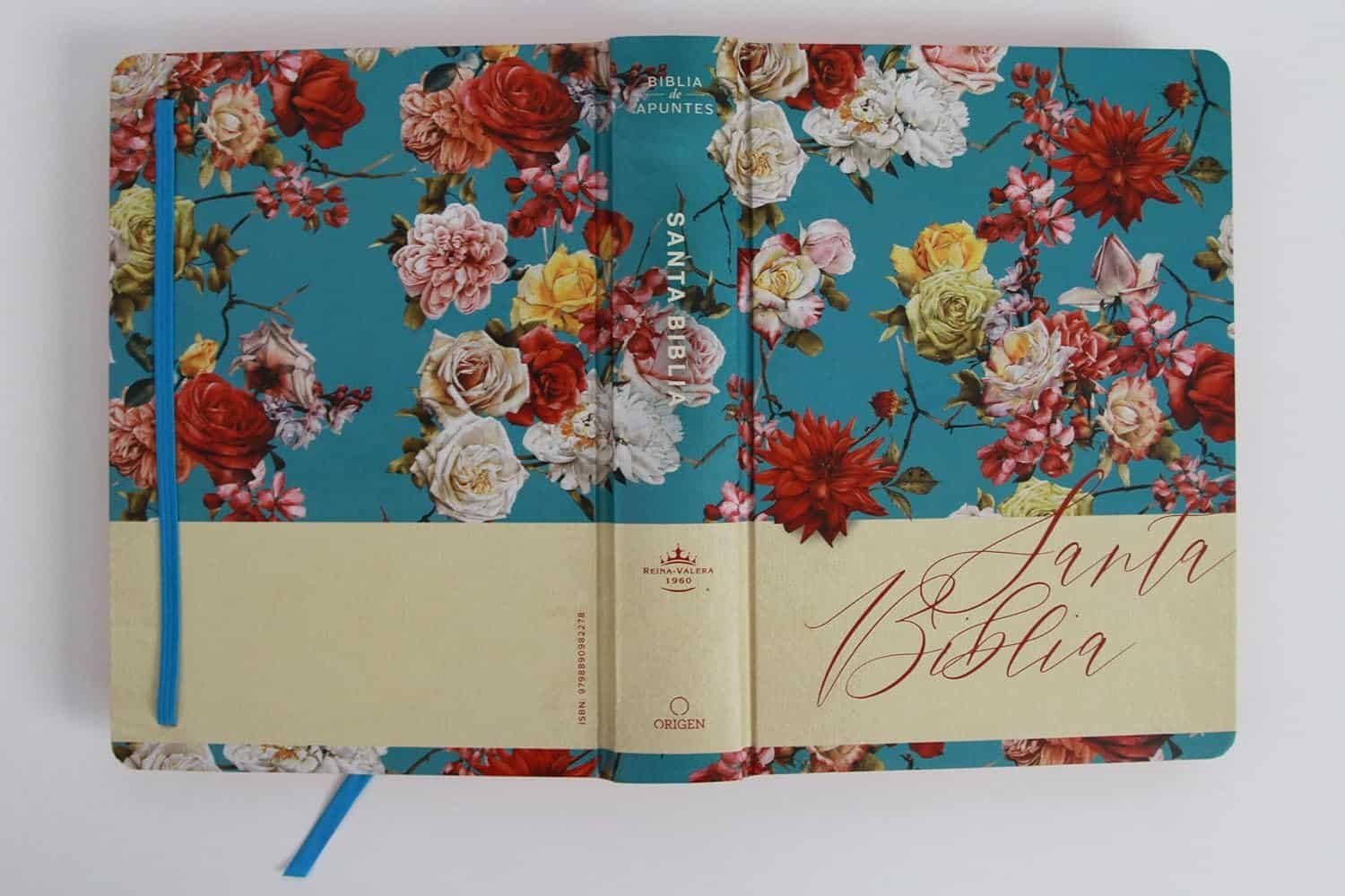 Biblia de Apuntes RVR 1960 Tapa dura, Azul celeste con flores, cantos pintados - Imagen 7