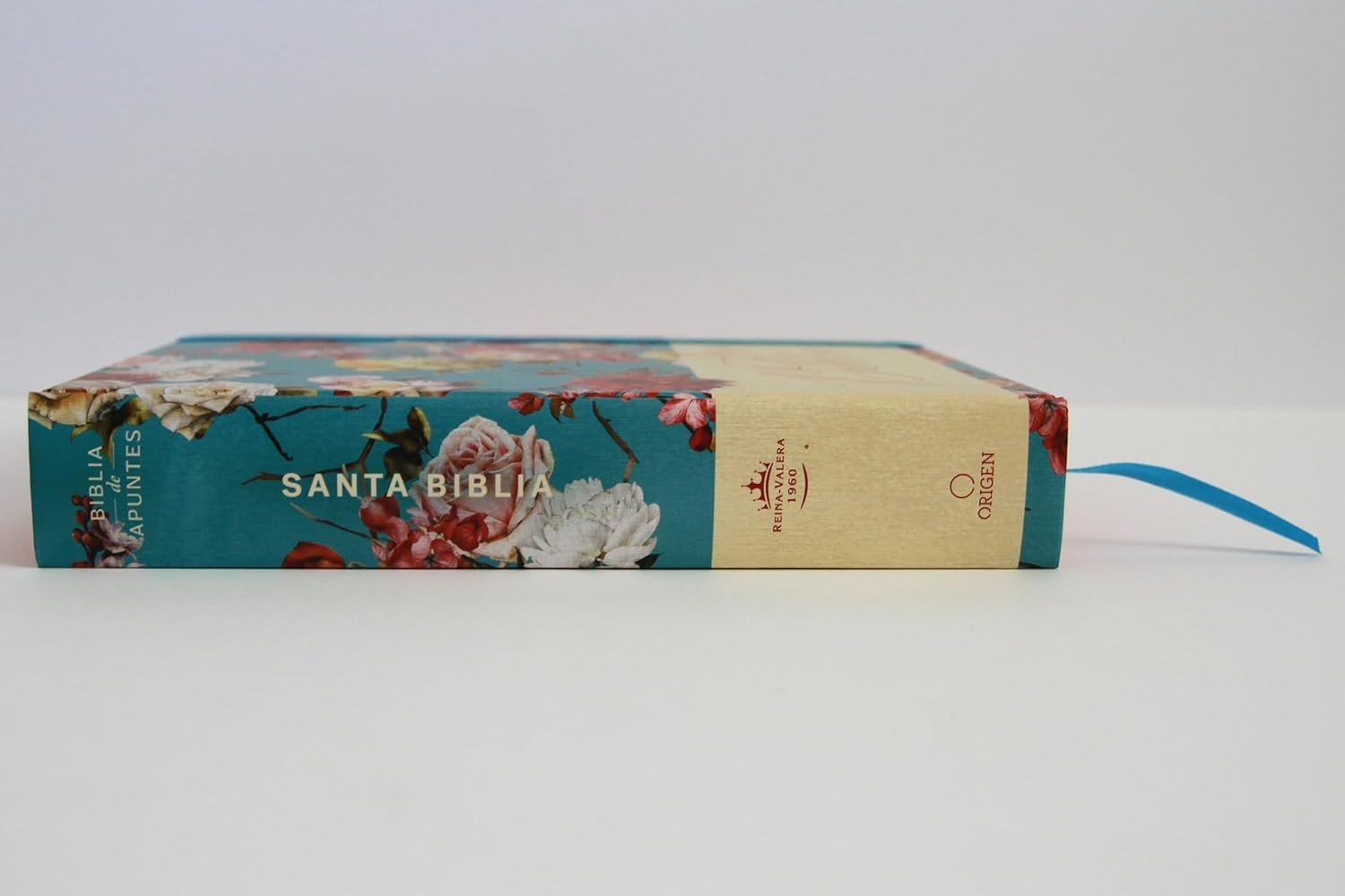 Biblia de Apuntes RVR 1960 Tapa dura, Azul celeste con flores, cantos pintados - Imagen 5