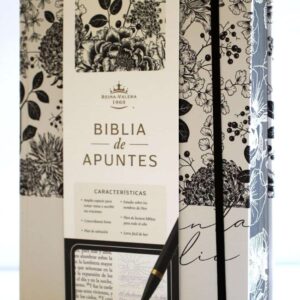 Biblia de Apuntes RVR 1960 Tapa dura, Blanco y negro con flores, Edición cantos pintados