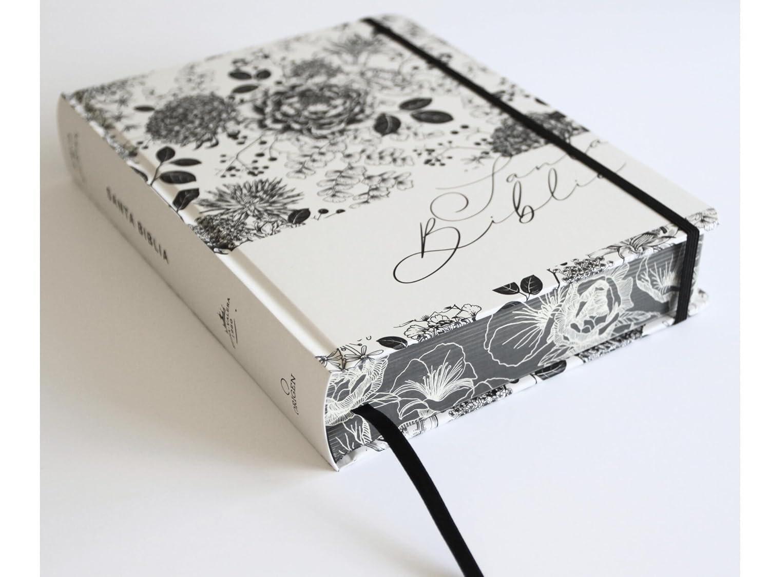 Biblia de Apuntes RVR 1960 Tapa dura, Blanco y negro con flores, Edición cantos pintados - Imagen 3