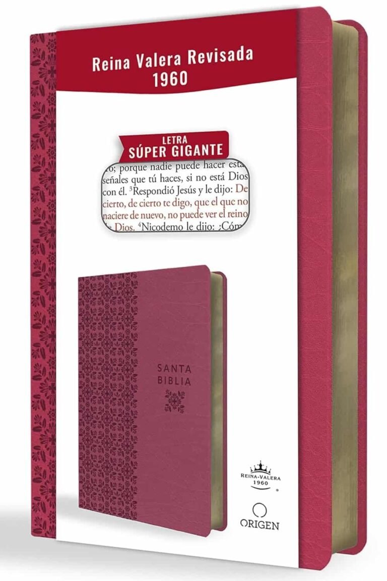Biblia Reina Valera 1960 letra súper gigante símil piel fucsia rosada - fotografía original del producto