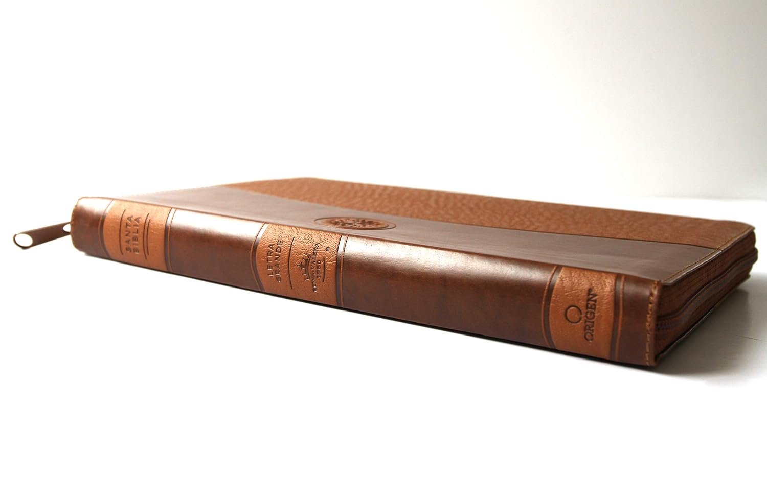 Biblia Reina Valera 1960 Tamaño grande, letra grande piel canela con cierre - Imagen 2