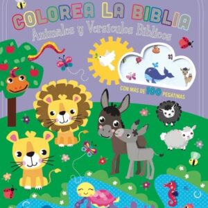 Colorea la Biblia - Animales y Versículos Bíblicos con Pegatinas