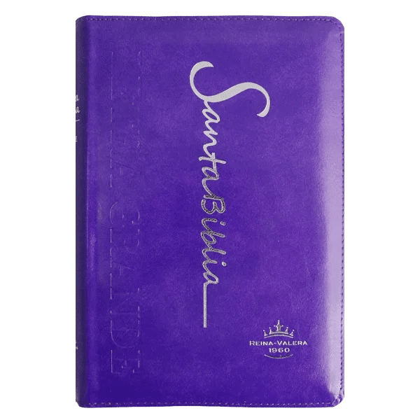 Biblia Reina Valera 1960 mediana letra grande imitación piel púrpura - fotografía original