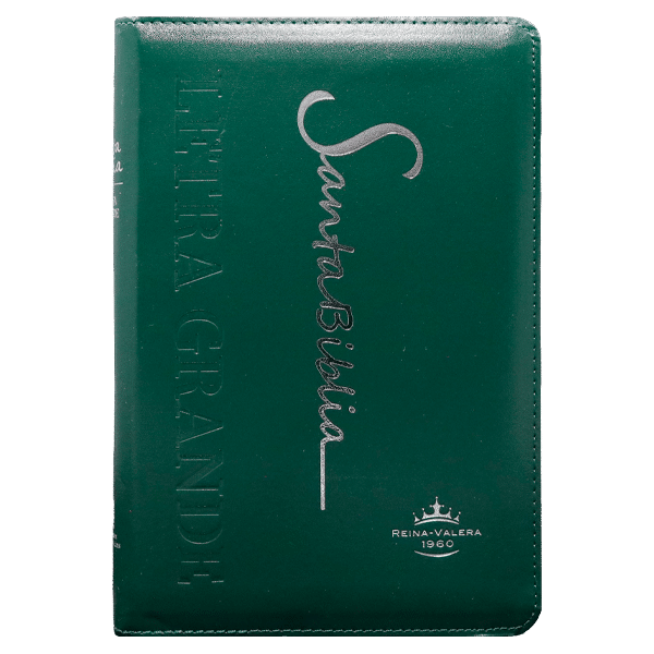 Biblia Reina Valera 1960 mediana letra grande imitación piel verde - fotografía original del producto