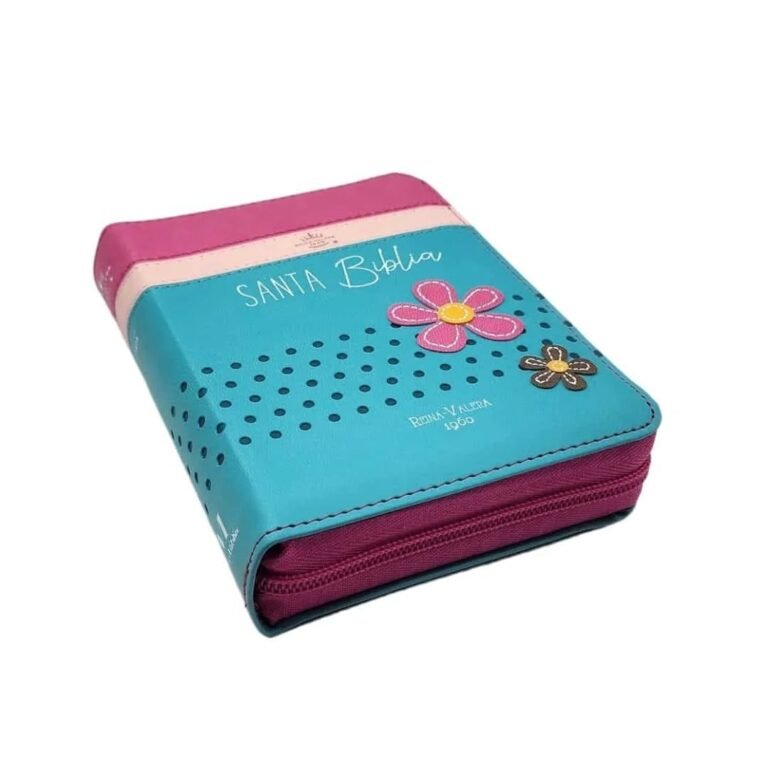 Biblia de tamaño bolsillo con cierre RV1960 fucsia, rosa y turquesa - fotografía original del producto