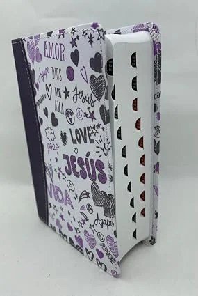 Biblia RVR60 tamaño bolsillo PJR Palabras de Vida Amor lila - fotografía original del producto