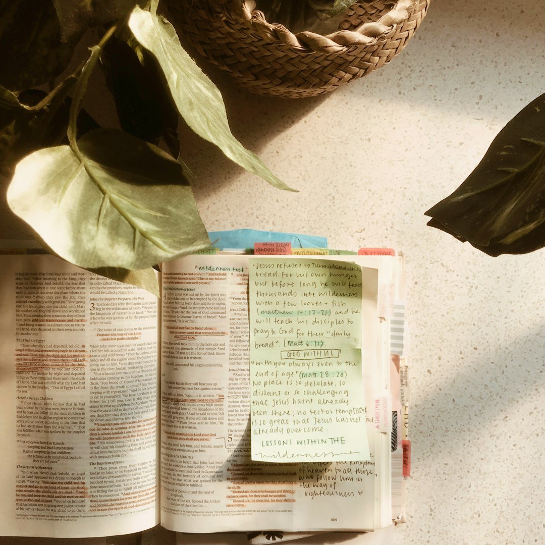Biblia abierta en un espacio de estudio como contexto para Biblia Reina Valera 1960 verde